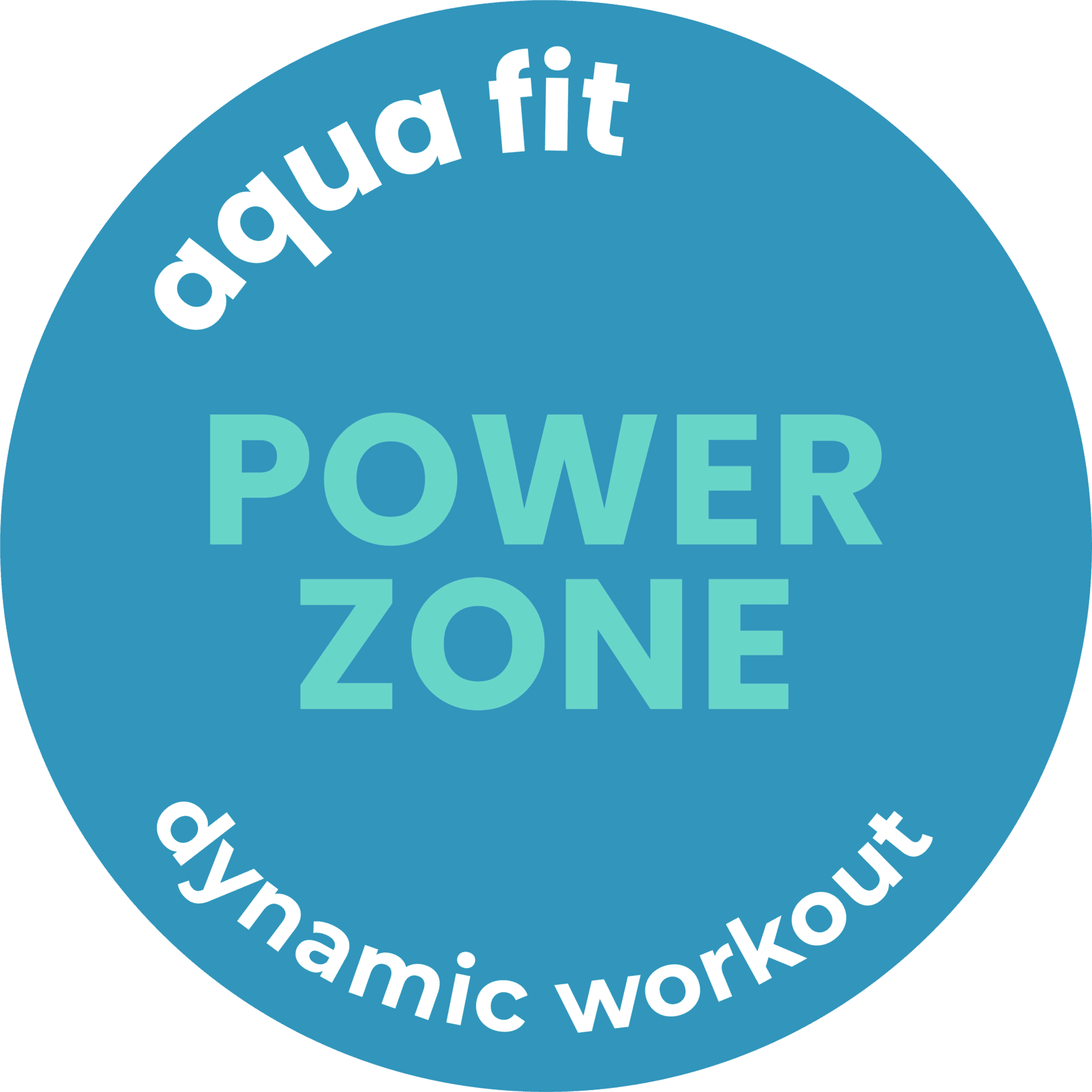 Aqua Fit POWER ZONE Logo mit dynamischem Wasser-Workout, ideal für Fitness und Gesundheit im Wasser.