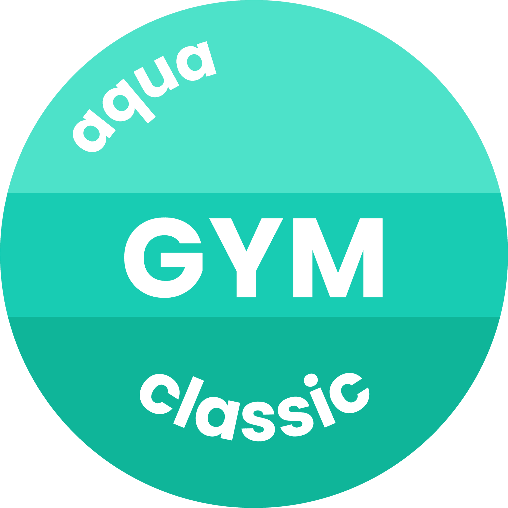 Logo des Aqua Fit Aqua GYM Classic mit Wasser- und Fitnessmotiven für Fitnessstudio-Website.